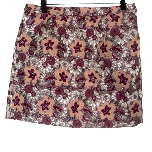 J. Crew Dresses & Skirts - NWT J Crew Retro Salon Mini Floral Brocade Metallic Wool Silk Pocket Skirt